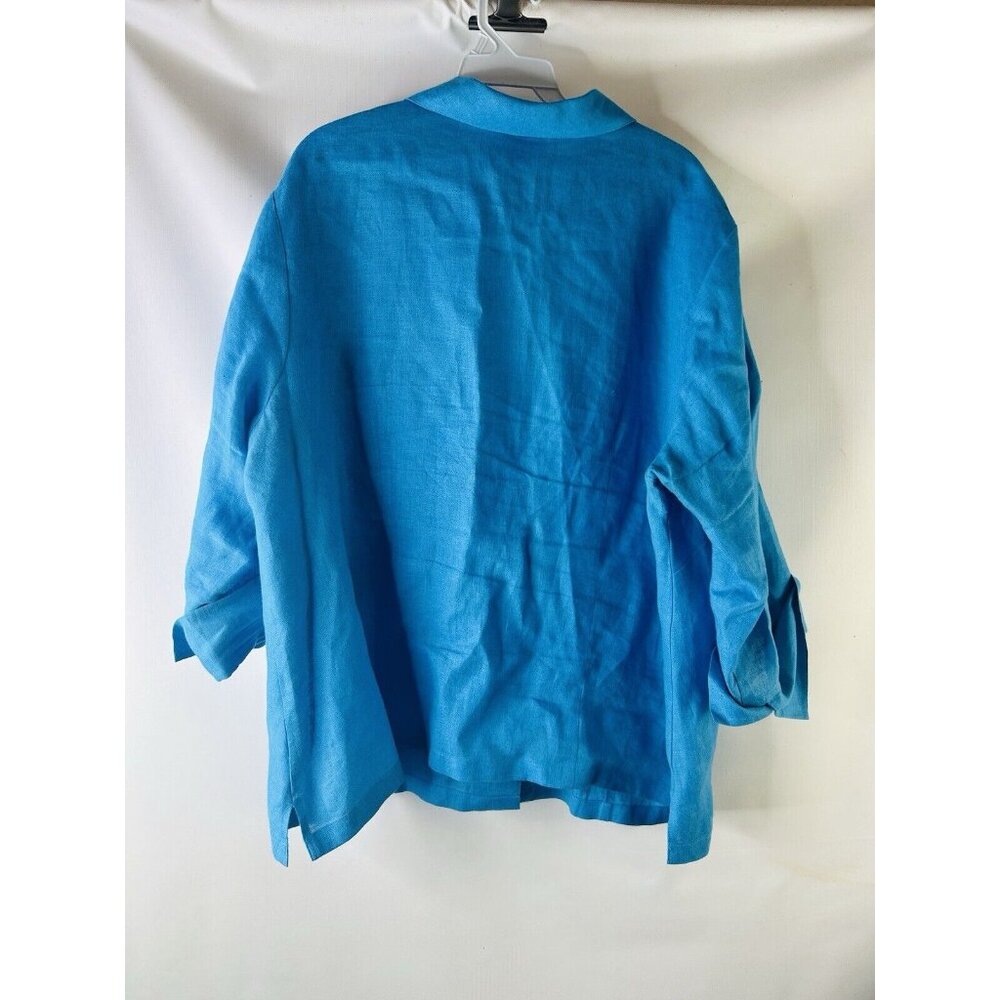 Talbots Rish Linen Button Front Collared Shirt Bl… - image 5